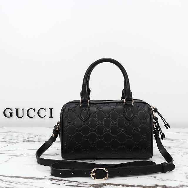 GG original calfskin emblem small boston bag 848889 black