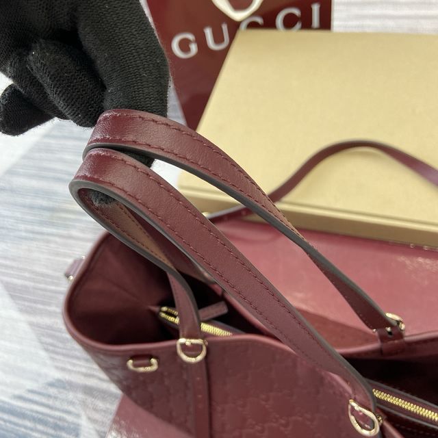 GG original calfskin emblem small tote bag 815214 bordeaux