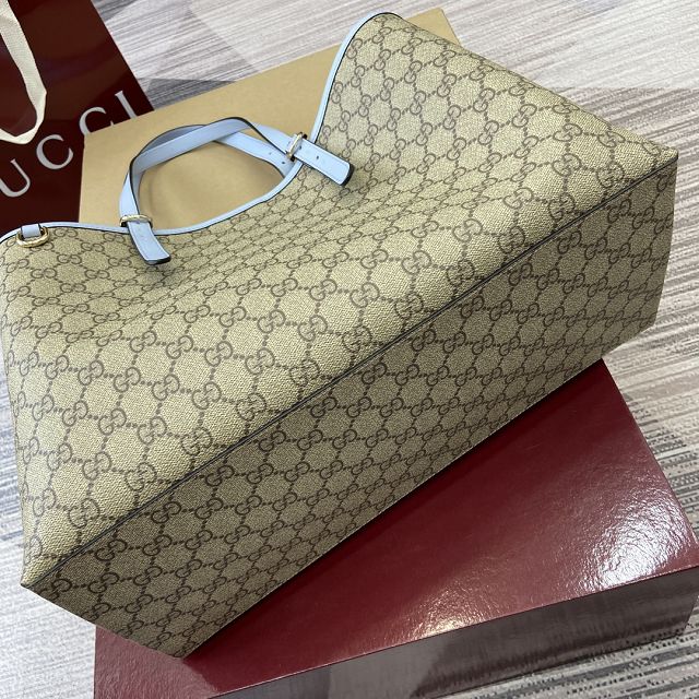 GG original canvas emblem medium tote bag 815213 blue