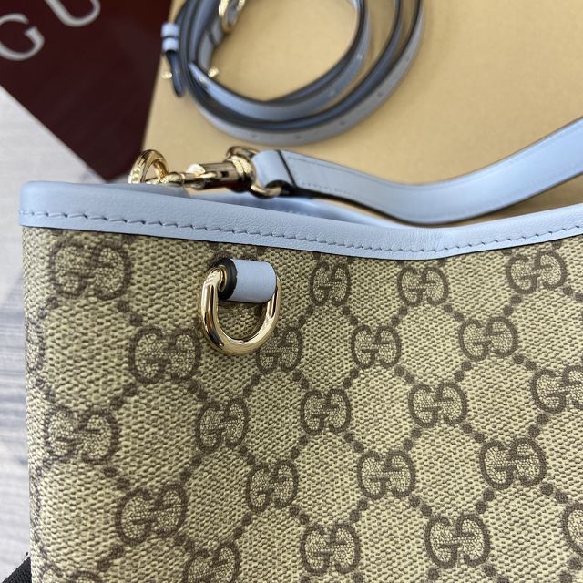 GG original fabric emblem medium bucket bag 815103 blue