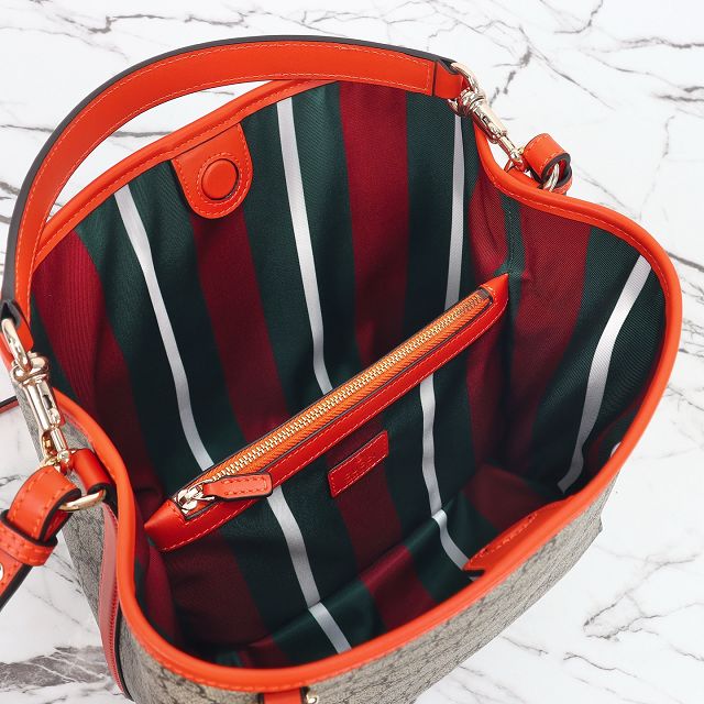 GG original fabric emblem medium bucket bag 815103 orange