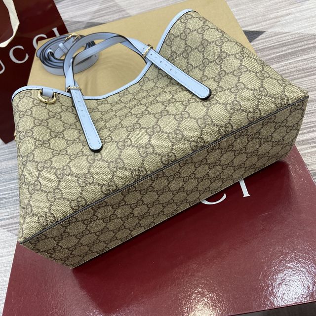 GG original fabric emblem small tote bag 815214 blue