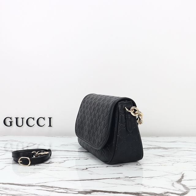 GG original calfskin emblem medium shoulder bag 848882 black