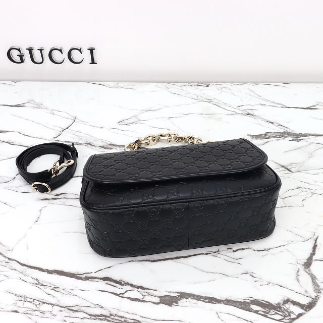 GG original calfskin emblem medium shoulder bag 848882 black