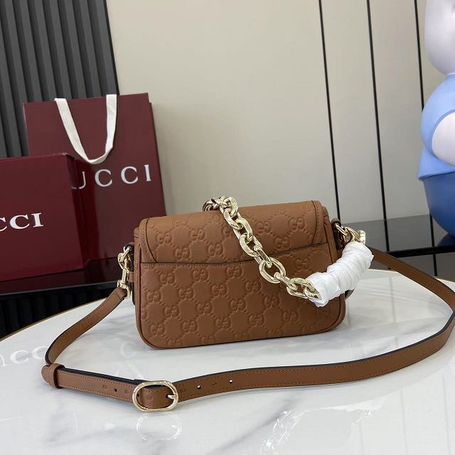 GG original calfskin emblem small shoulder bag 847448 brown