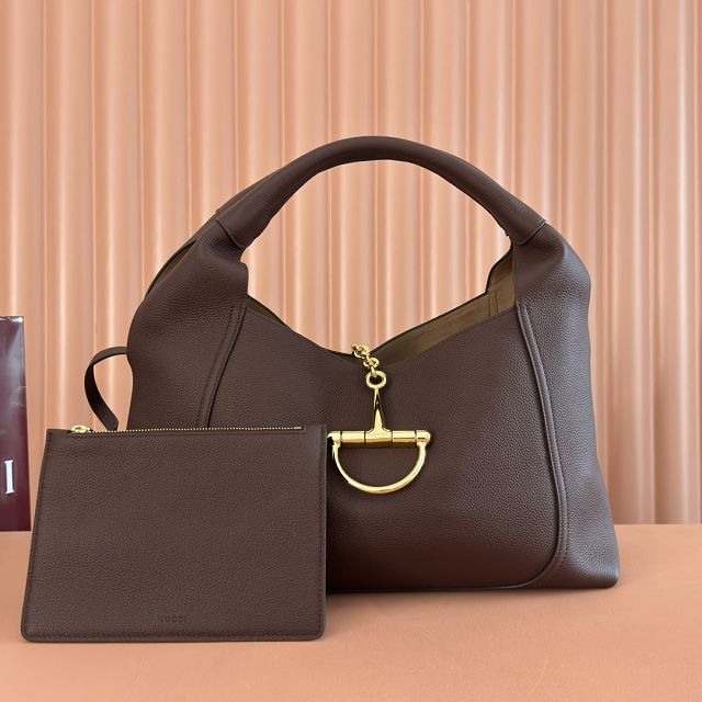 GG original calfskin softbit maxi shoulder bag 837466 dark brown