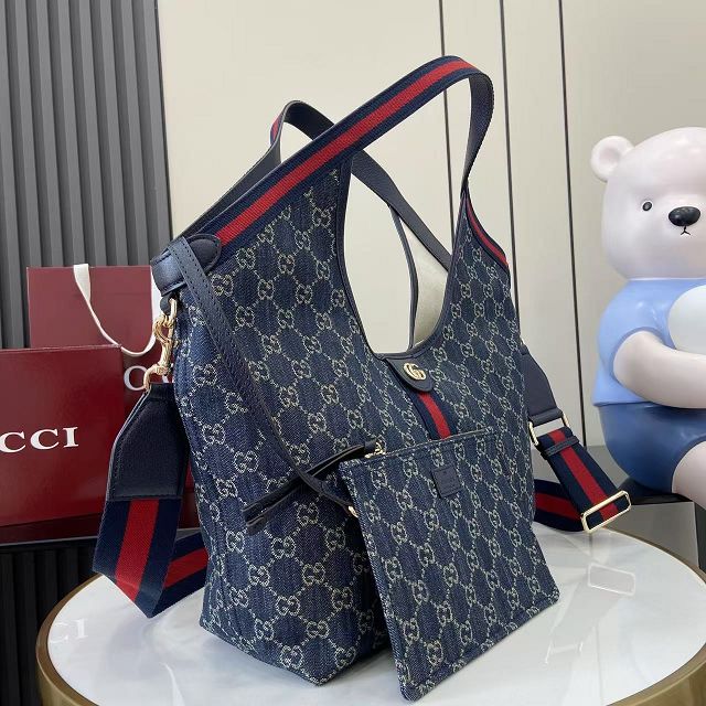 GG original denim giglio medium tote bag 853972 dark blue