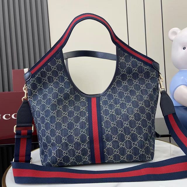 GG original denim giglio medium tote bag 853972 dark blue