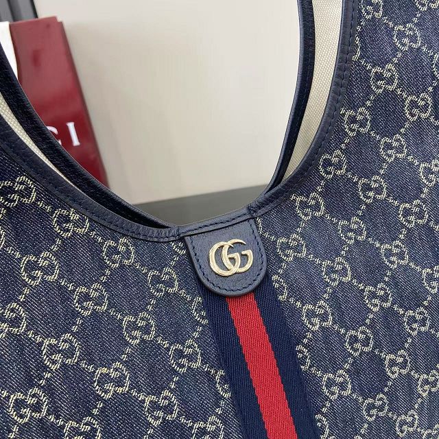 GG original denim giglio medium tote bag 853972 dark blue