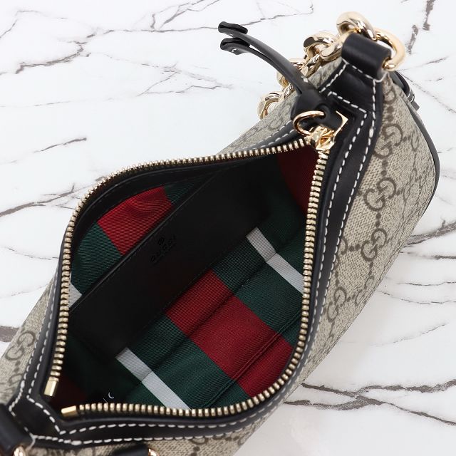 GG original fabric emblem small shoulder bag 847447 black