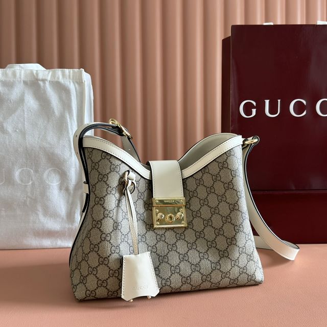 GG original fabric medium padlock shoulder bag 839021 white
