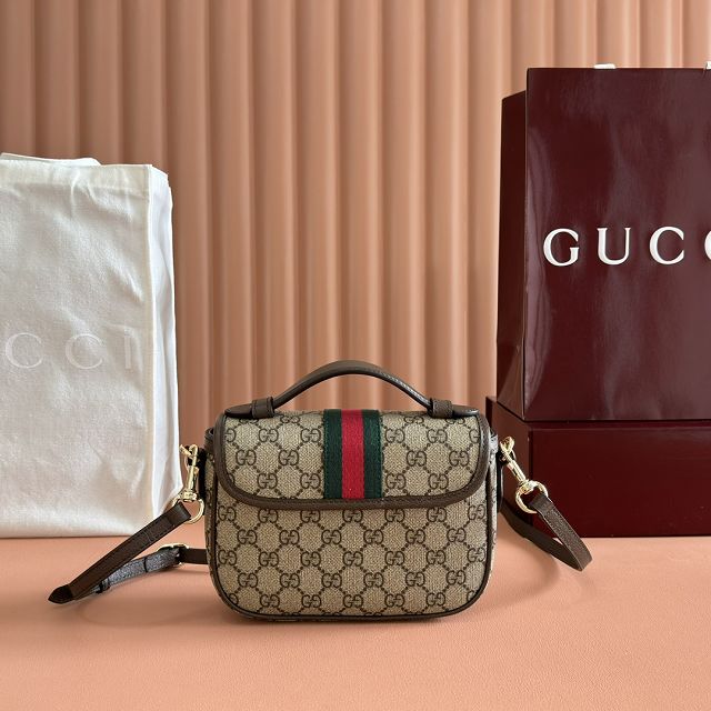 GG original fabric ophidia small top handle bag 836843 brown