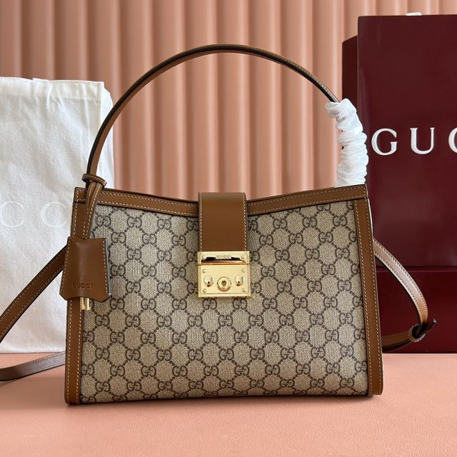 GG original fabric padlock large top handle bag 838991 brown	