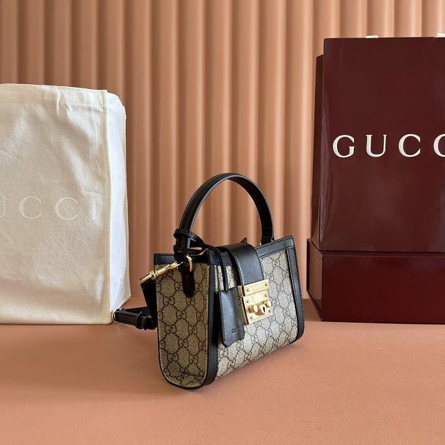 GG original fabric padlock small top handle bag 841653 black