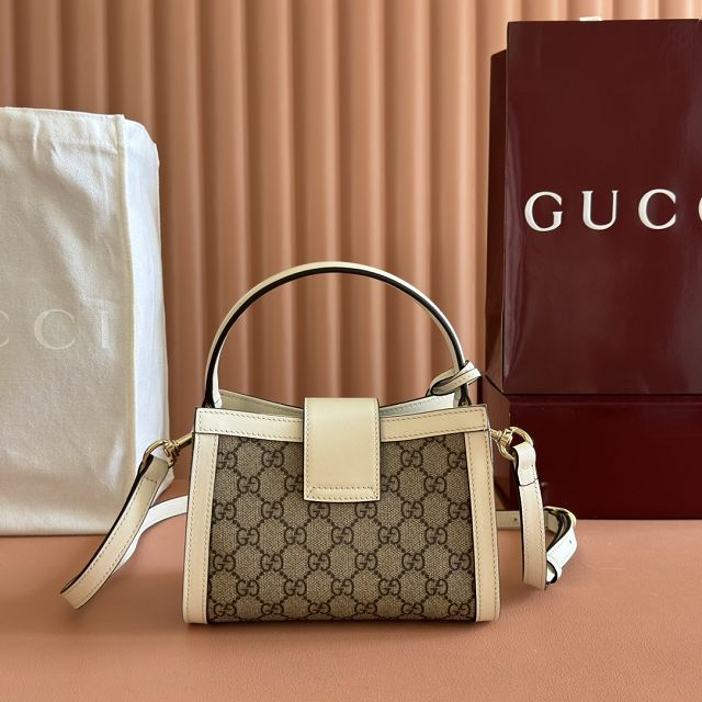 GG original fabric padlock small top handle bag 841653 white