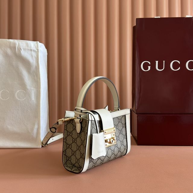 GG original fabric padlock small top handle bag 841653 white
