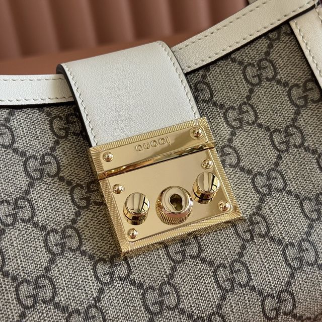 GG original fabric padlock small top handle bag 841653 white