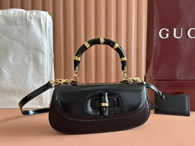 GG original calfskin bamboo diva medium bag 827750 black