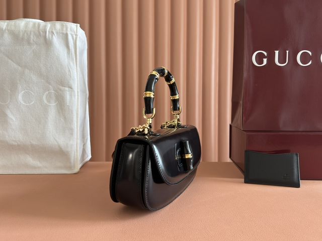 GG original calfskin bamboo diva medium bag 827750 black