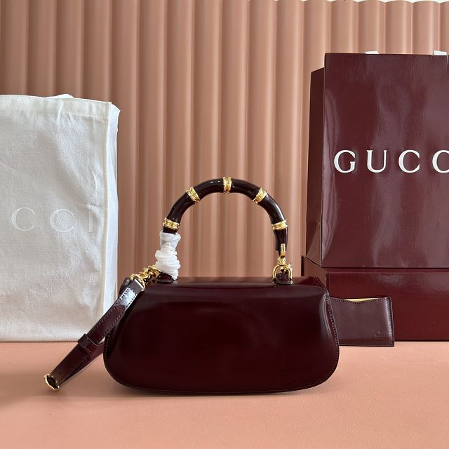 GG original calfskin bamboo diva medium bag 827750 bordeaux