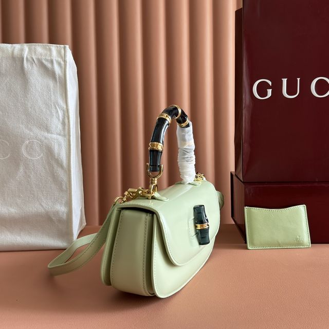 GG original calfskin bamboo diva medium bag 827750 light green