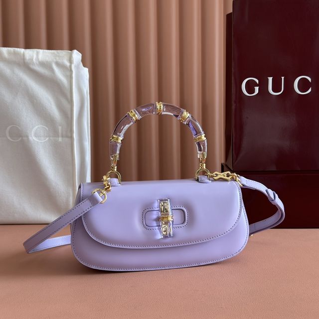 GG original calfskin bamboo diva medium bag 827750 light purple