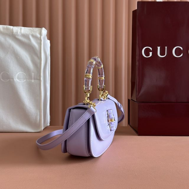 GG original calfskin bamboo diva medium bag 827750 light purple