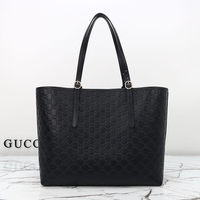 GG original calfskin emblem large tote bag 847455 black