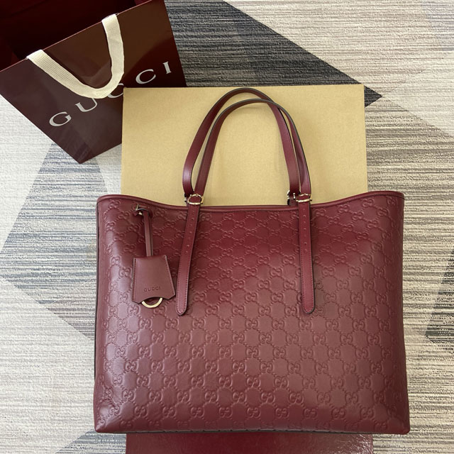 GG original calfskin emblem large tote bag 847455 bordeaux