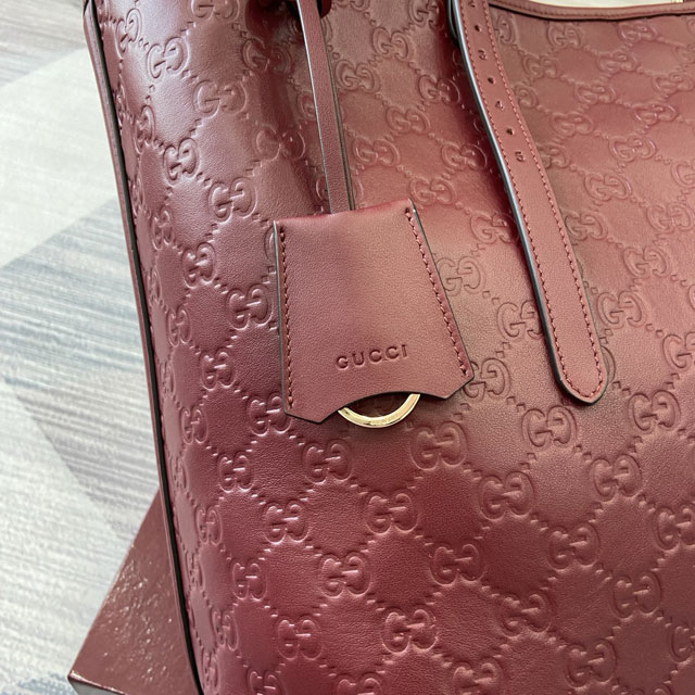 GG original calfskin emblem large tote bag 847455 bordeaux
