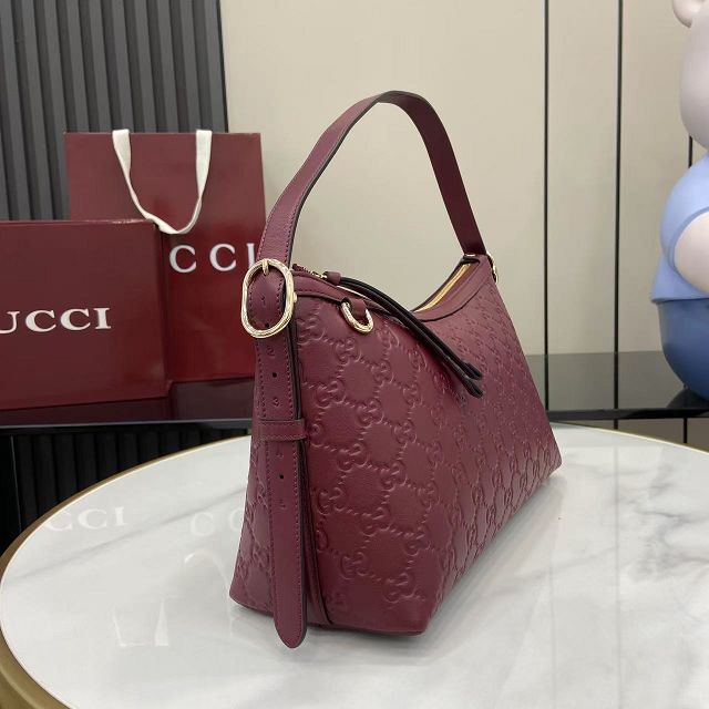 GG original calfskin emblem medium shoulder bag 847449 bordeaux