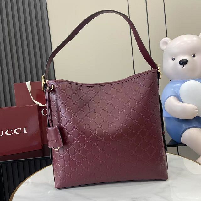 GG original calfskin emblem medium shoulder bag 847452 bordeaux