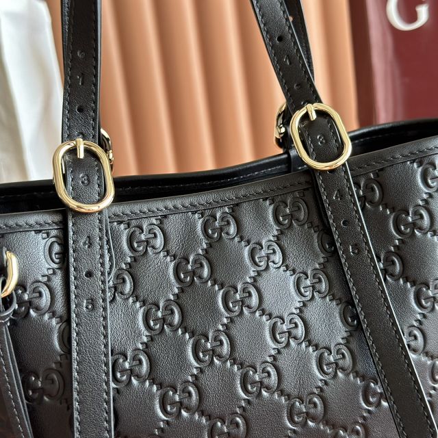 GG original calfskin emblem medium tote bag 847456 black