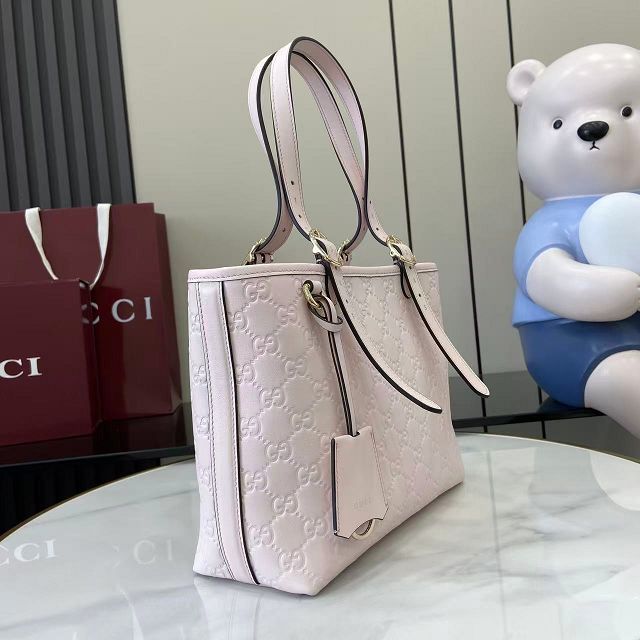 GG original calfskin emblem medium tote bag 847456 light pink