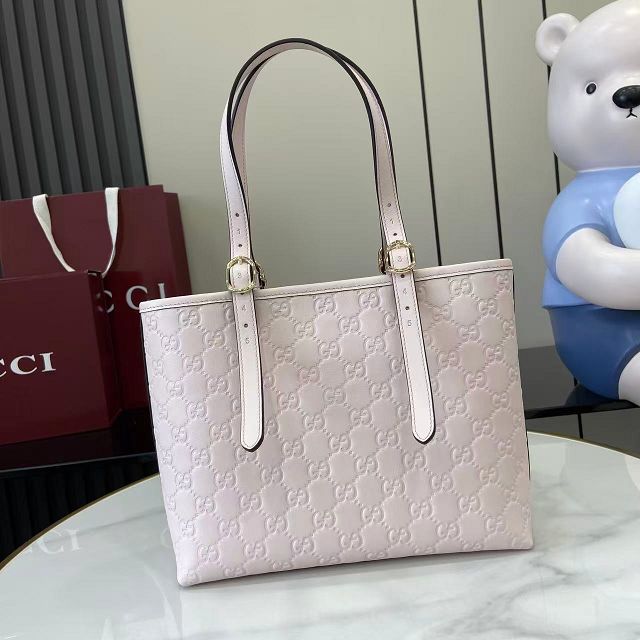 GG original calfskin emblem medium tote bag 847456 light pink