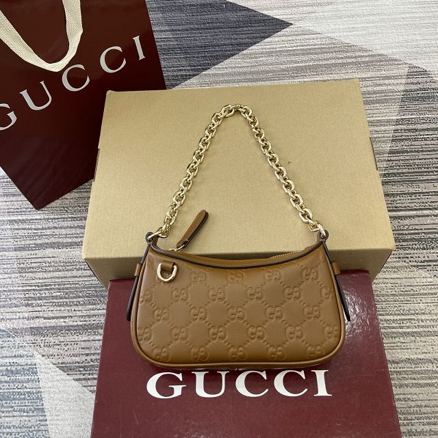 GG original calfskin emblem small shoulder bag 847091 brown