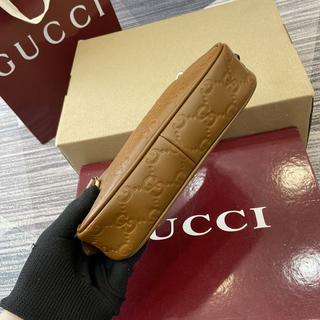 GG original calfskin emblem small shoulder bag 847091 brown