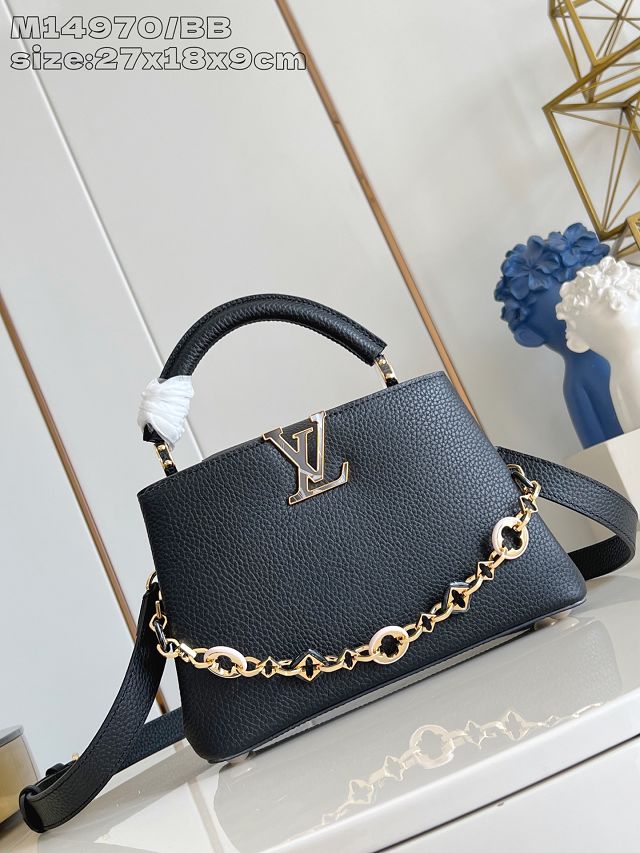 Louis vuitton original calfskin capucines BB handbag M14970 black