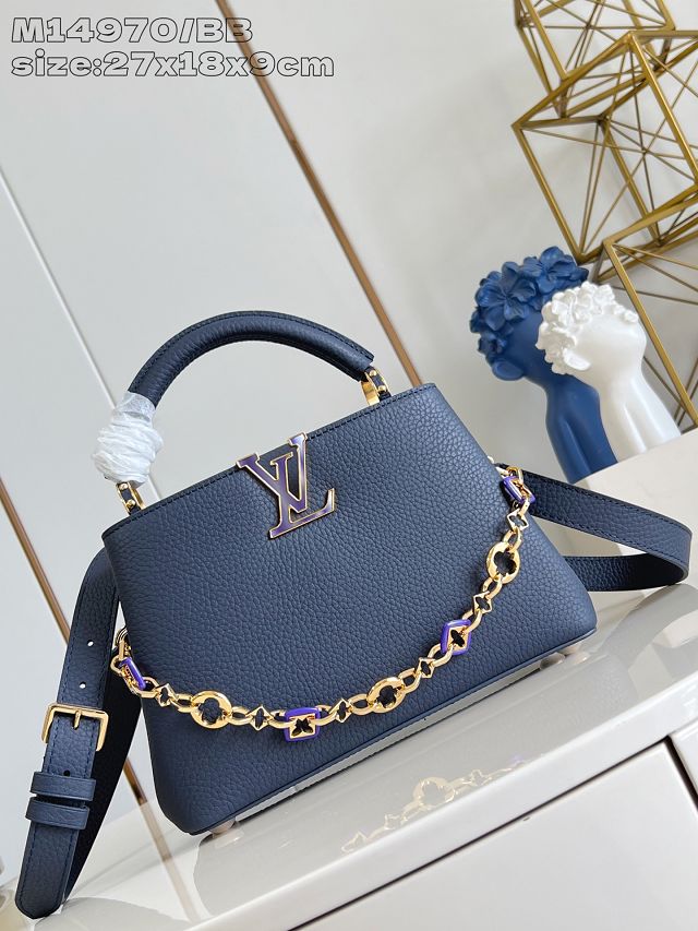 Louis vuitton original calfskin capucines BB handbag M14970 navy blue