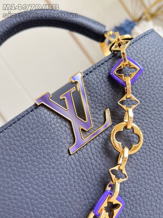 Louis vuitton original calfskin capucines BB handbag M14970 navy blue