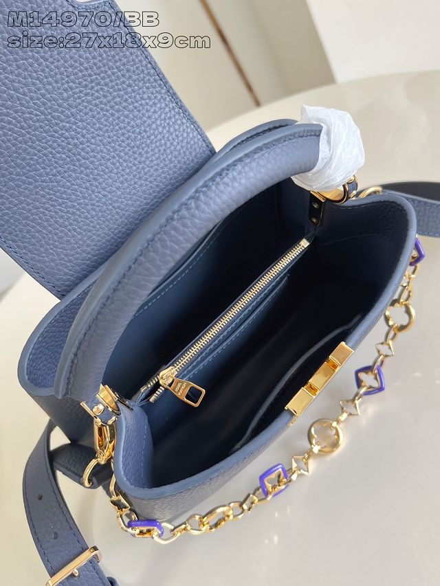 Louis vuitton original calfskin capucines BB handbag M14970 navy blue