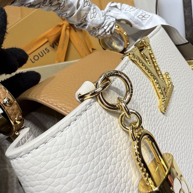 Louis vuitton original calfskin capucines BB handbag M15158 white&brown