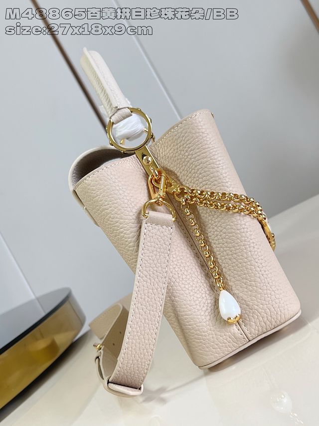 Louis vuitton original calfskin capucines BB handbag M25461 beige