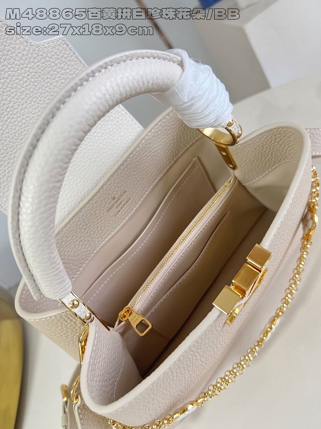 Louis vuitton original calfskin capucines BB handbag M25461 beige