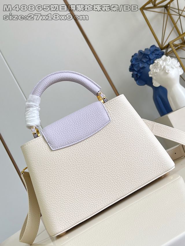 Louis vuitton original calfskin capucines BB handbag M25461 beige&purple