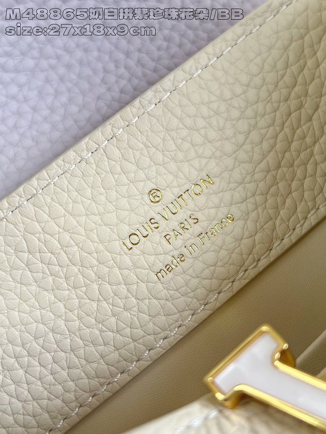 Louis vuitton original calfskin capucines BB handbag M25461 beige&purple