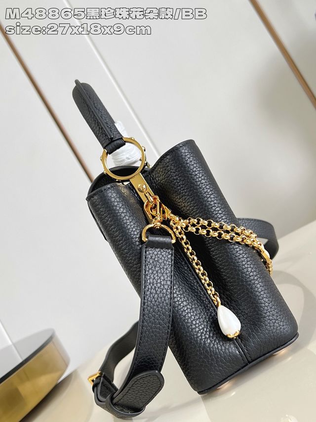 Louis vuitton original calfskin capucines BB handbag M25461 black