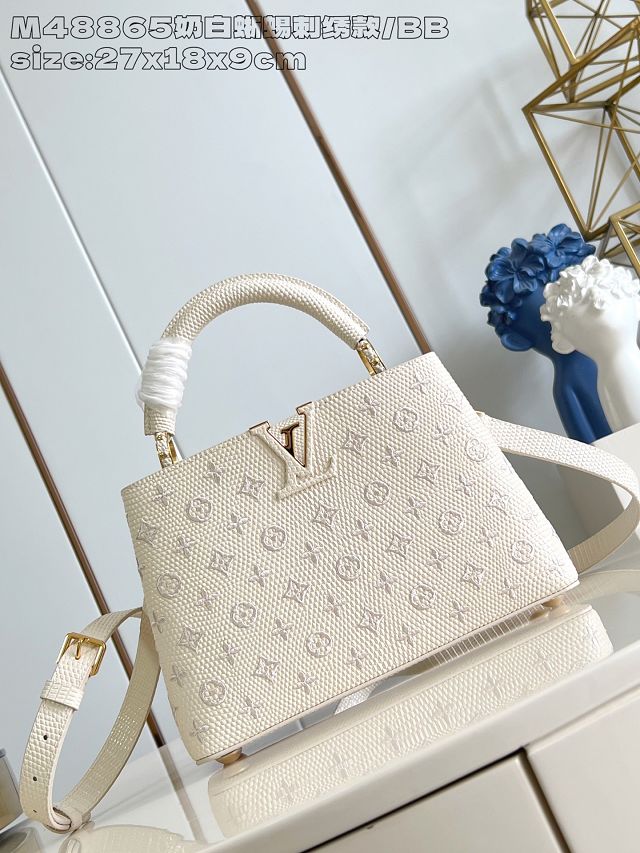 Louis vuitton original calfskin capucines BB handbag M25901 white