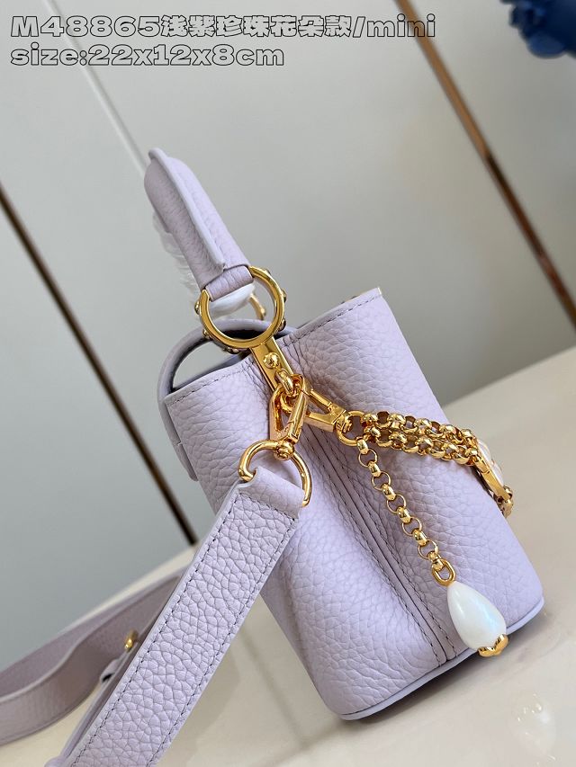 Louis vuitton original calfskin capucines east-west mini handbag M25476 purple