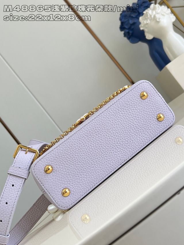 Louis vuitton original calfskin capucines east-west mini handbag M25476 purple